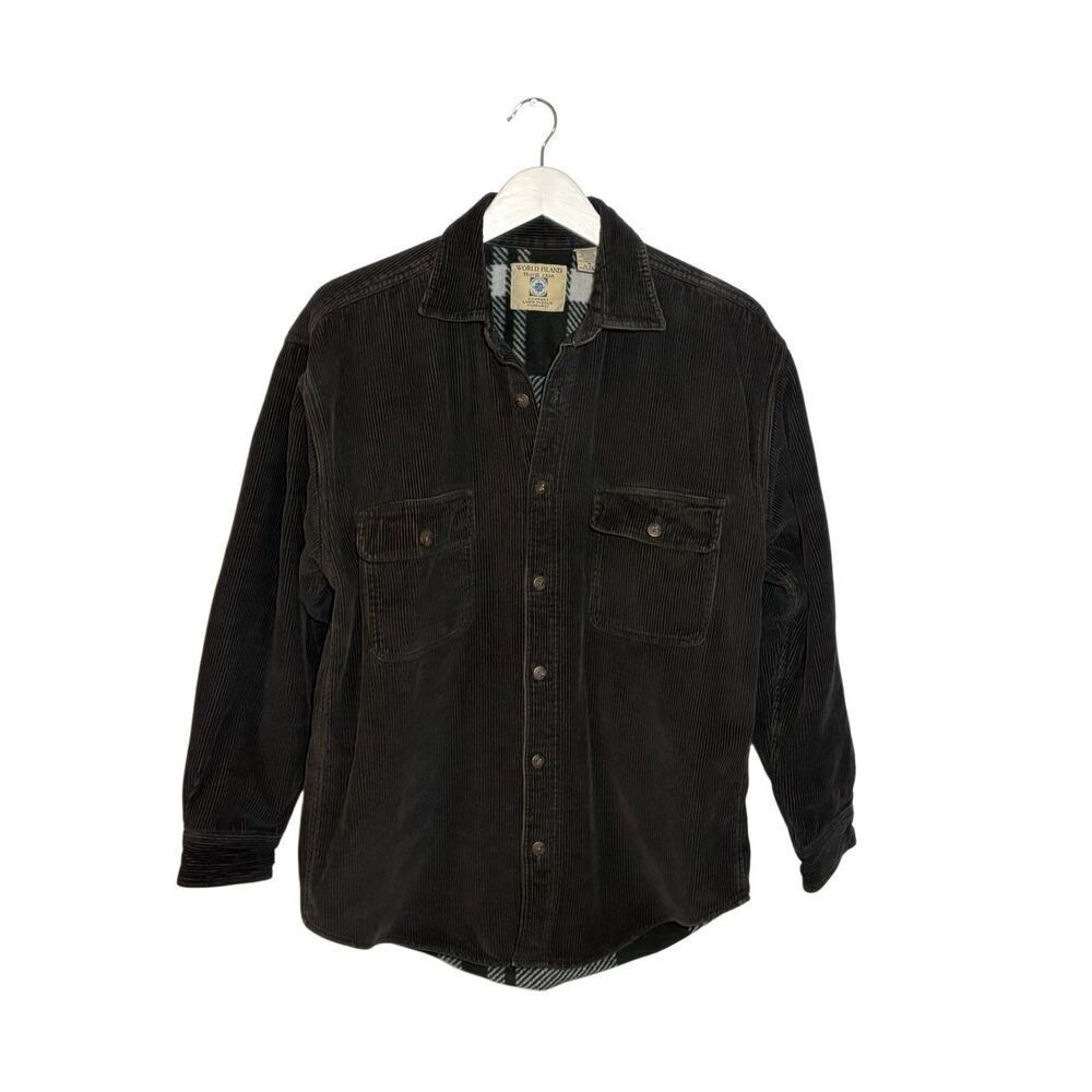 World Island fleece lined charcoal gray corduroy shirt jacket - M